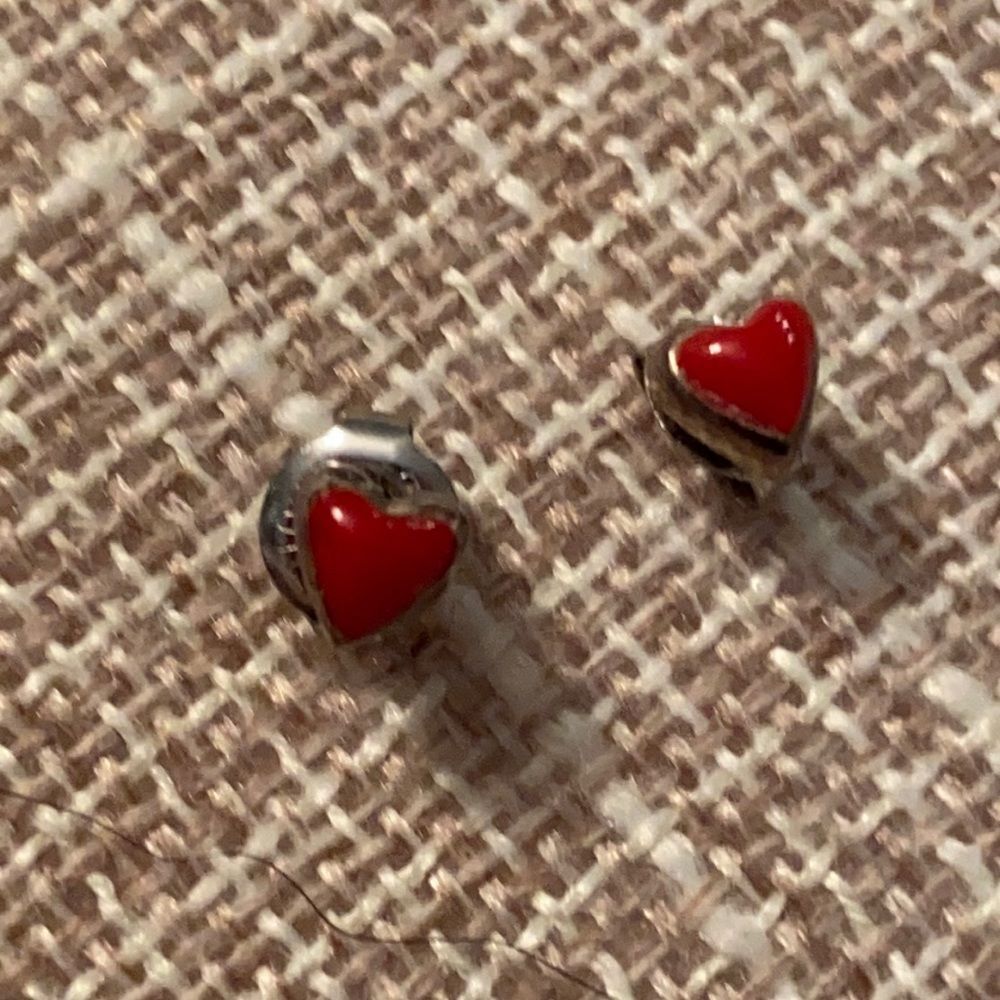 Sterling silver enamel heart stud earrings